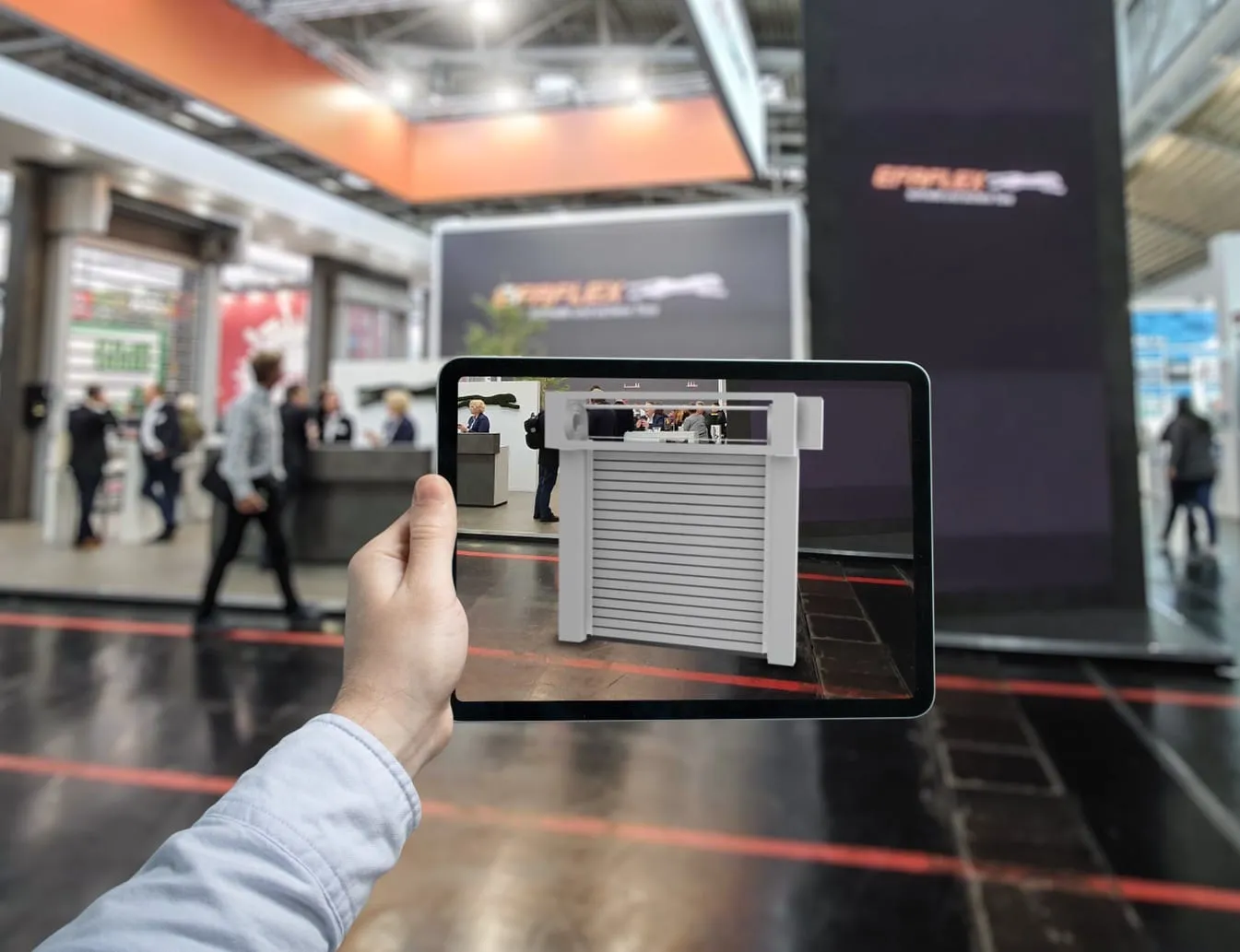 Touchscreen im Einsatz auf der Messe
