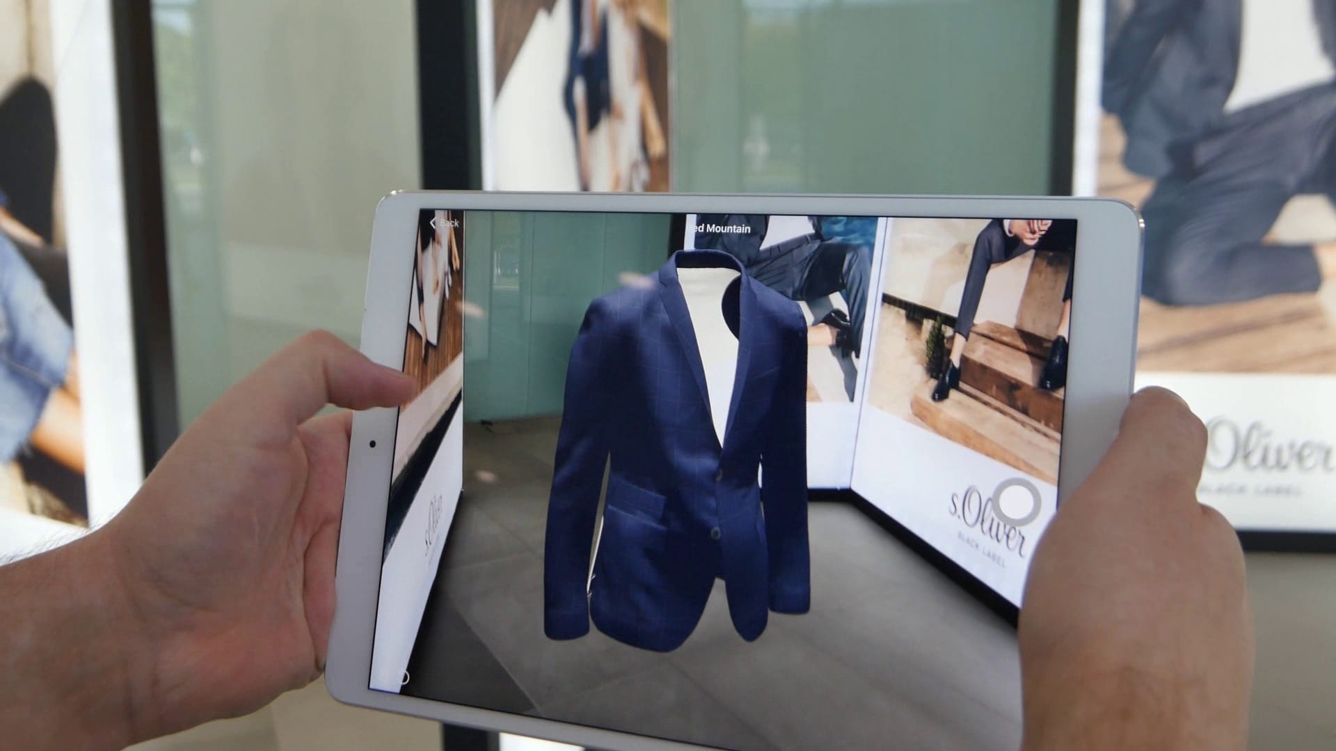 AR-Visualisierung eines navy Blazers der s.Oliver